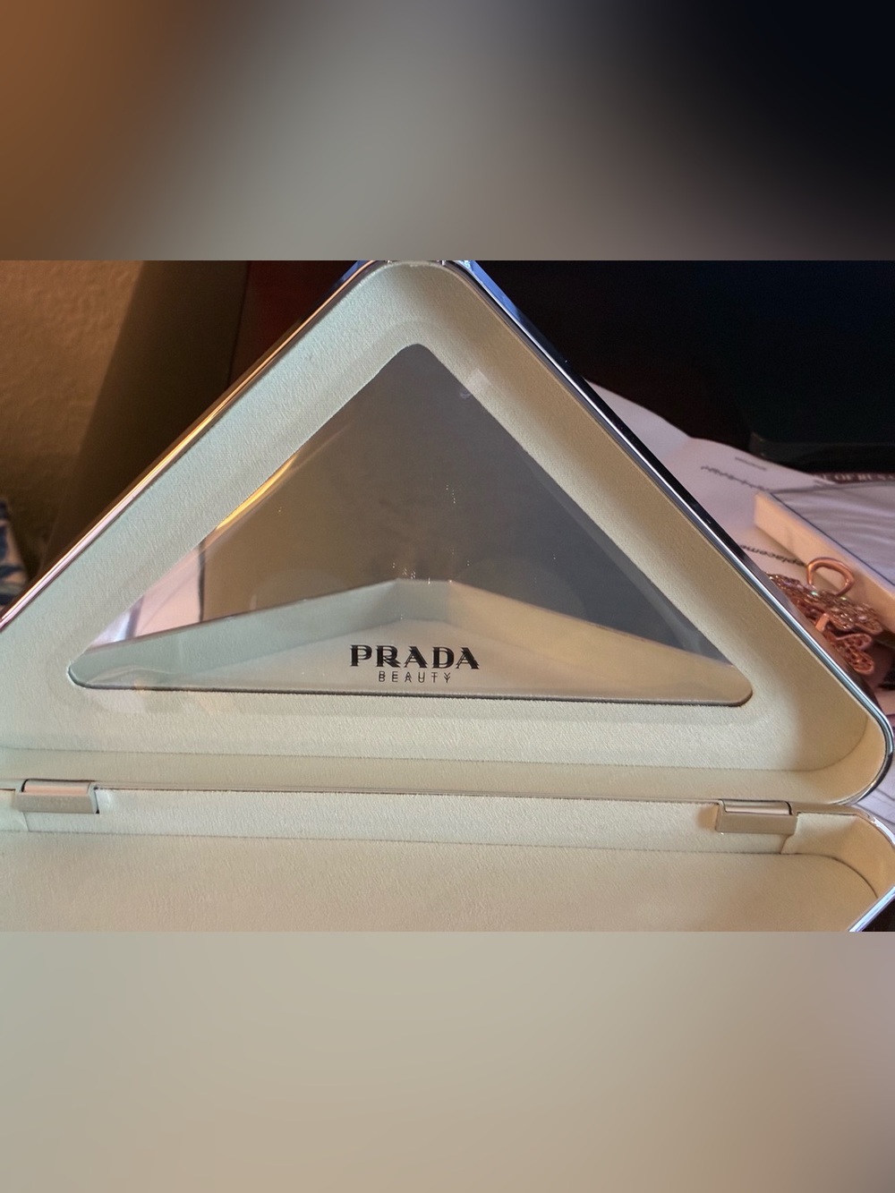 Rare Price!Prada Gold and Metallic Silver Triangular Large Clutch - Picture 3 of 5